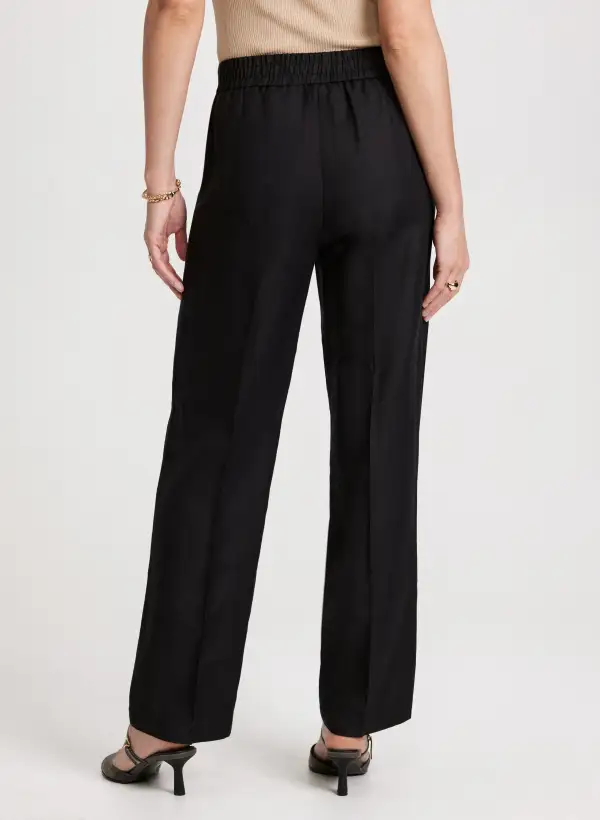 Wide Leg Linen-Blend Pants