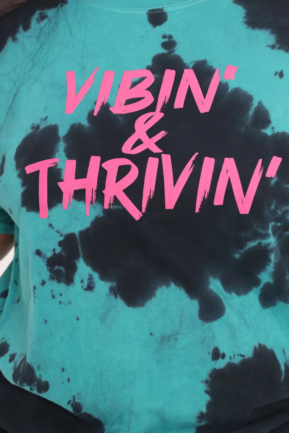 Positive Vibin' Tie Dye Top - Teal/combo