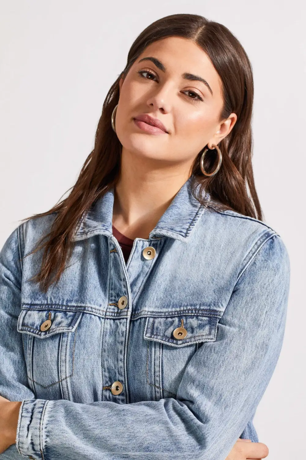 Pocketed Denim Duster Jacket-Washedblue