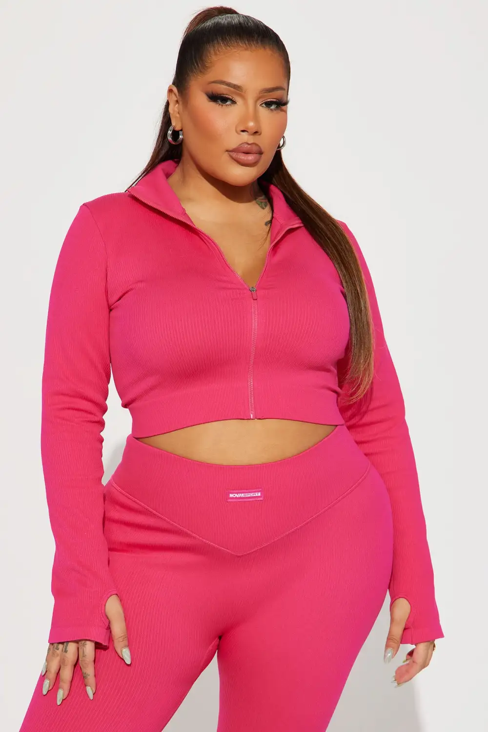 Effortless Ribbed Jacket - Fuchsia