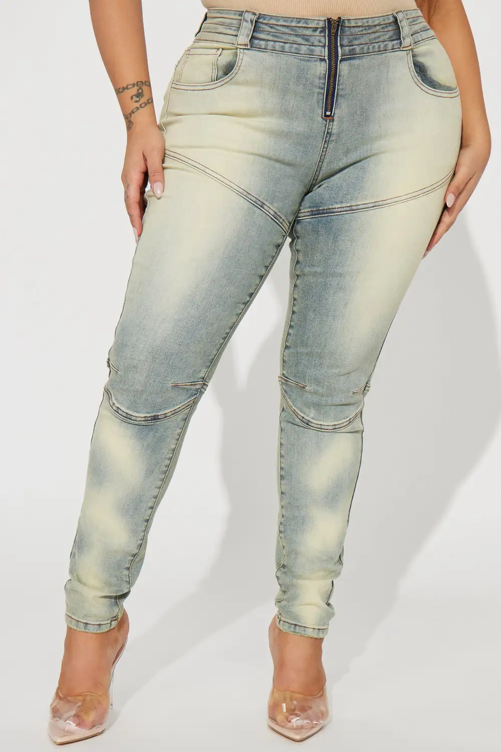 Camryn Moto Skinny Jeans - Vintage Wash