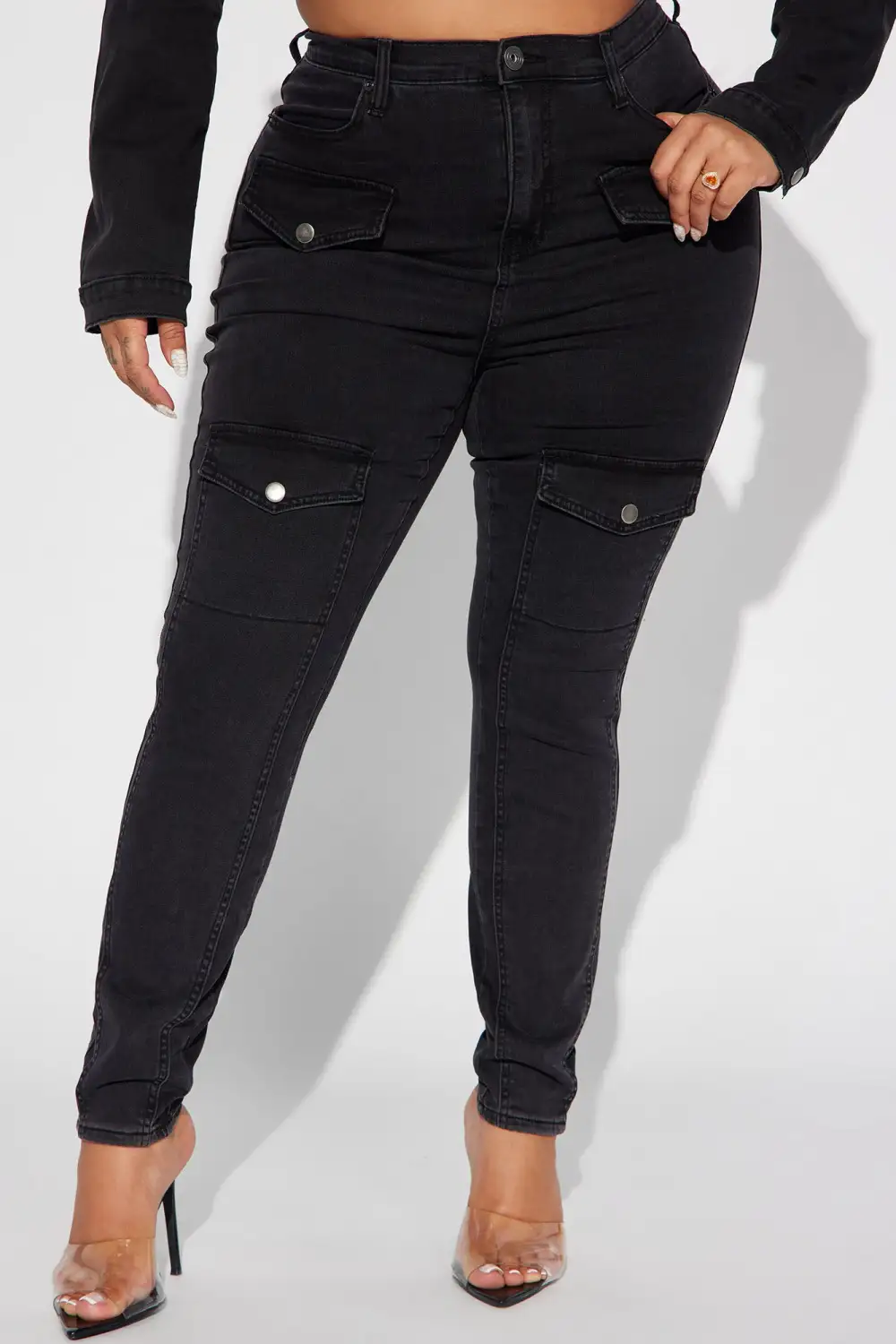 Own The Night Cargo Moto Skinny Jeans - Black