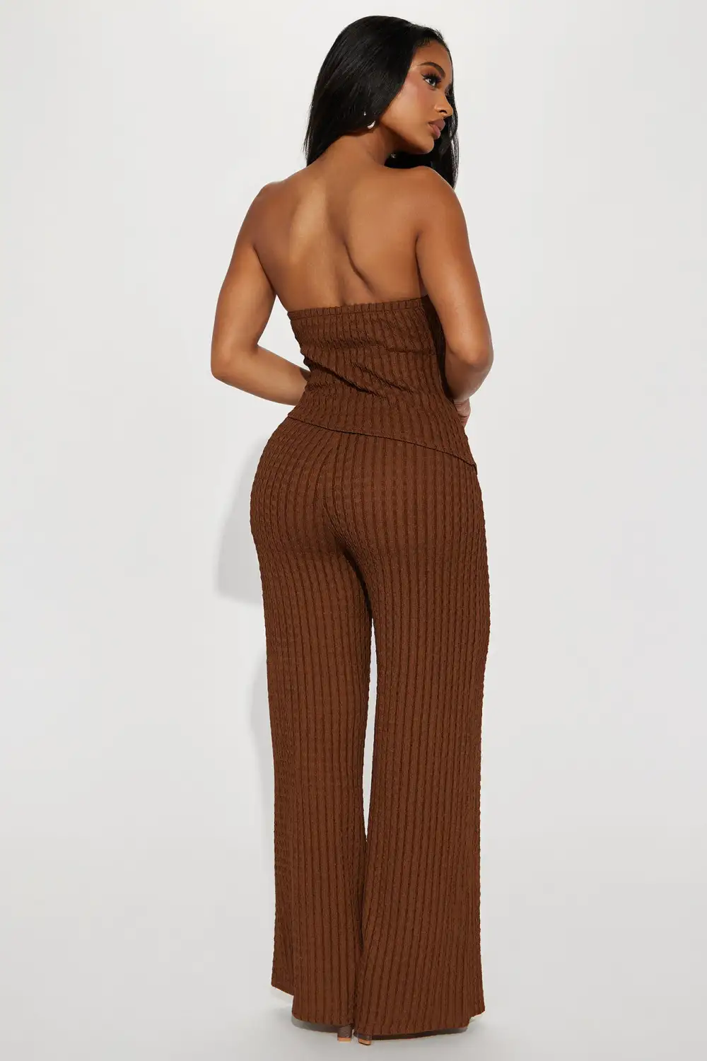 Layton Textured Pant Set - Chocolate