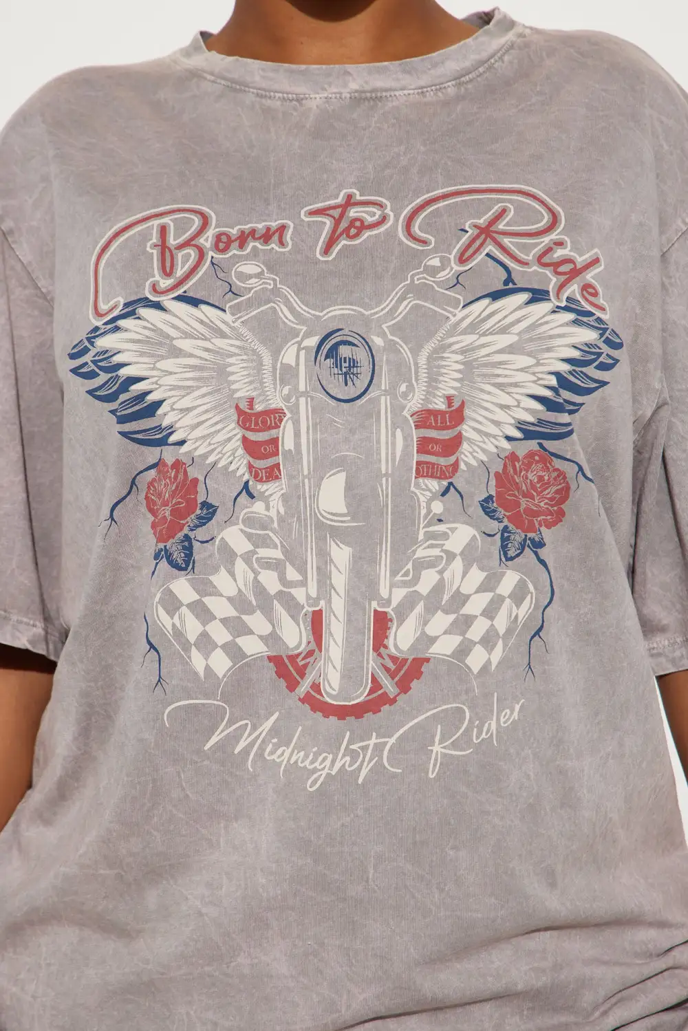 Born To Ride Fast Graphic Tshirt - Grey/combo