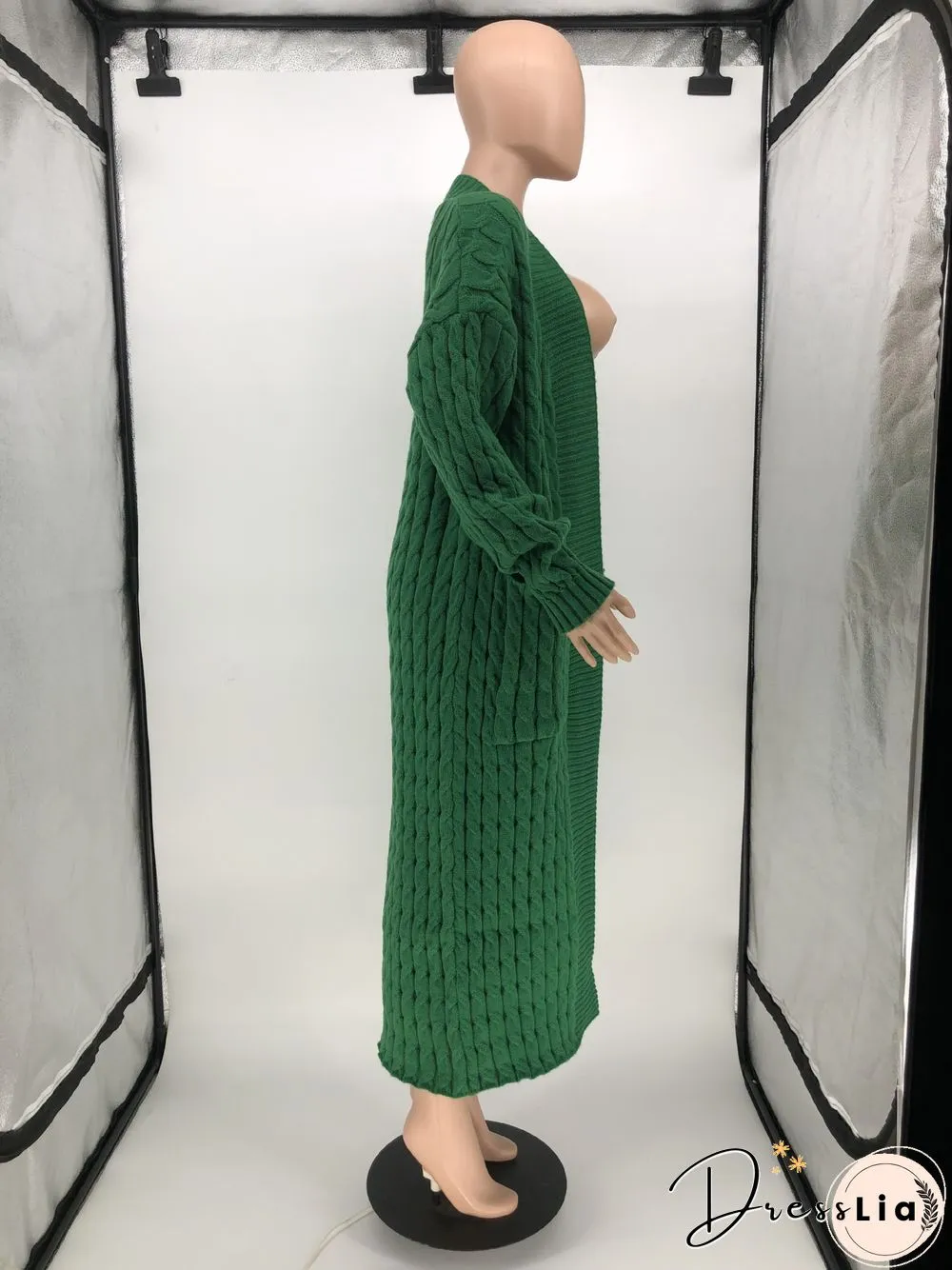 Winter Crochet Loose Long Twist Sweater Cardigan