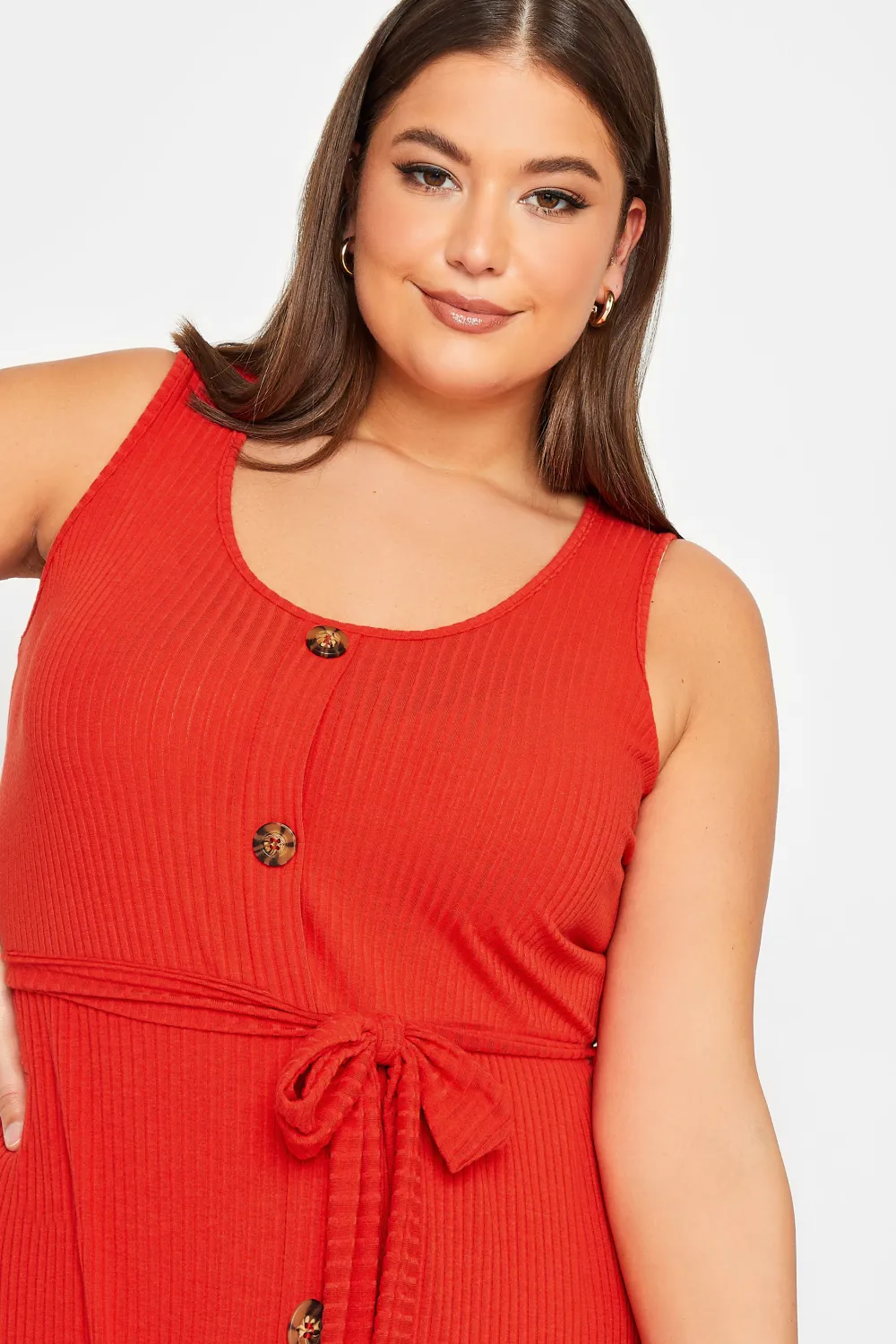YOURS Curve Red Button Through Sleeveless Maxi Dress