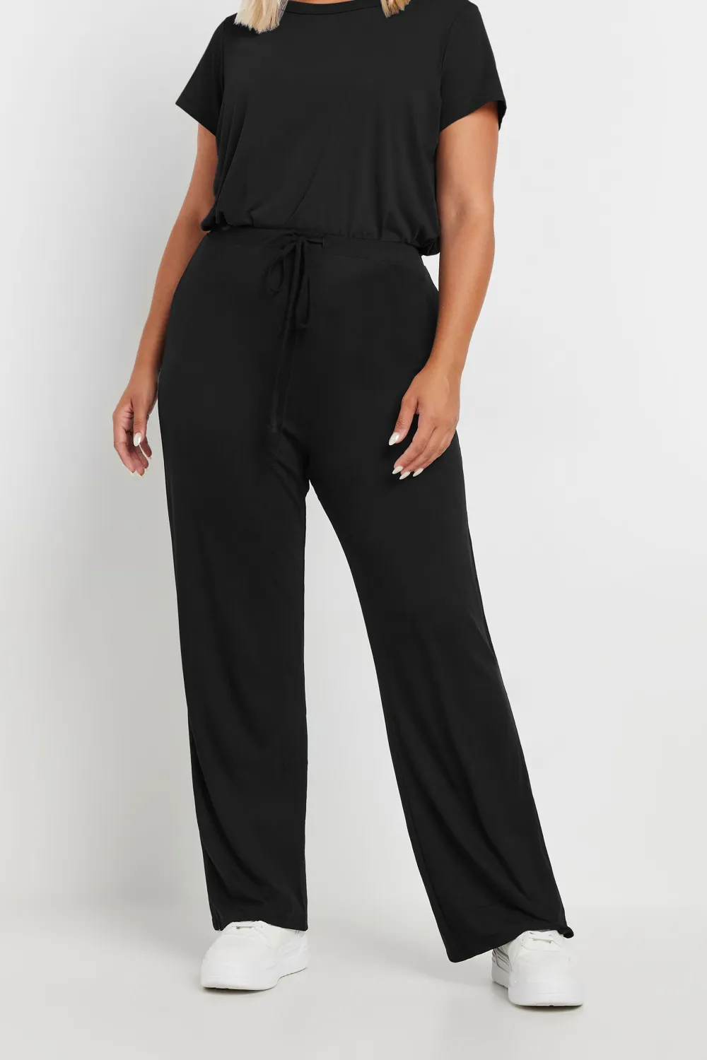 YOURS BESTSELLER Curve Black Wide Leg Pull On Stretch Jersey Yoga Pants