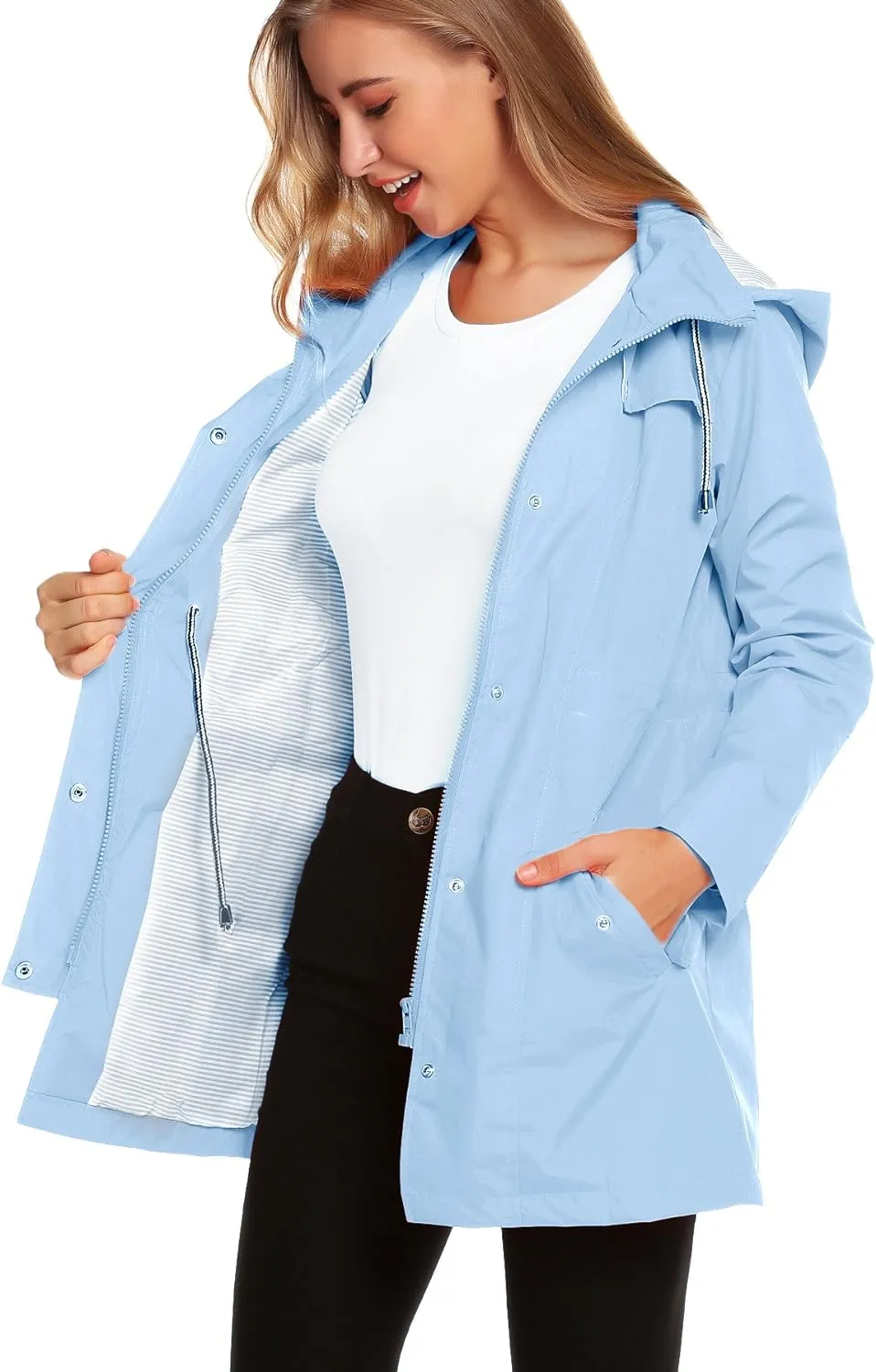 Womens Lightweight Hooded Waterproof Active Outdoor Rain Jacket S-XXL