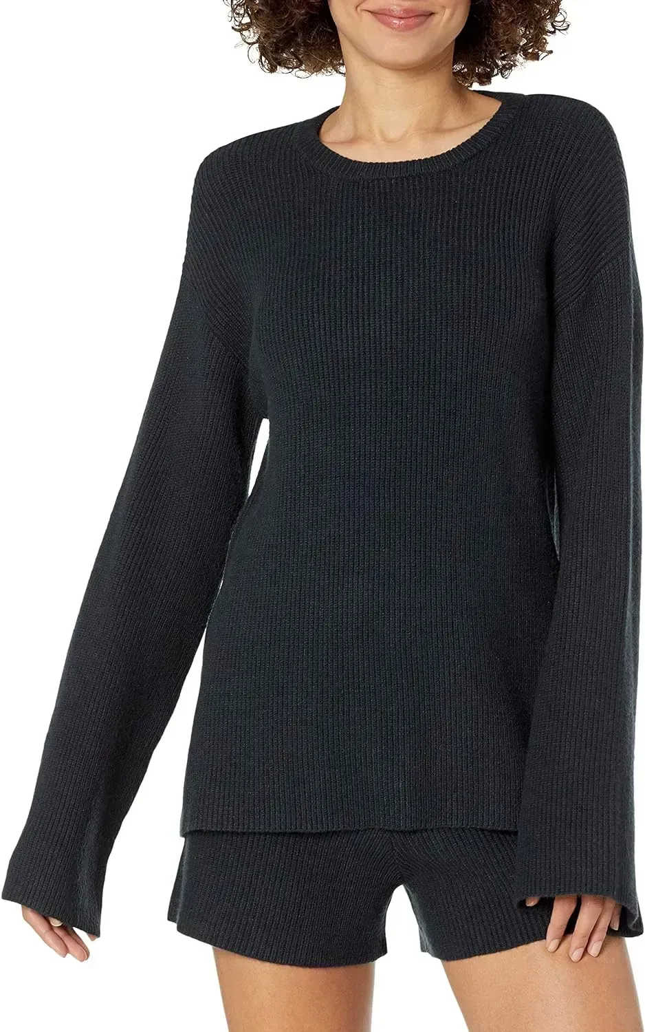 Women's Alice Crewneck Back-Slit Ribbed Pullover Sweater