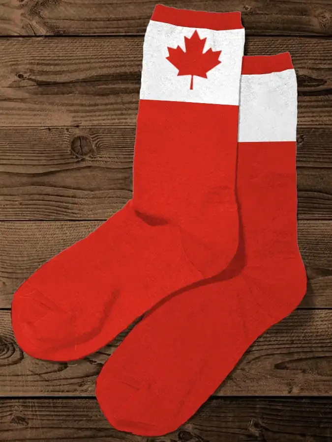 Retro Canada Print Socks