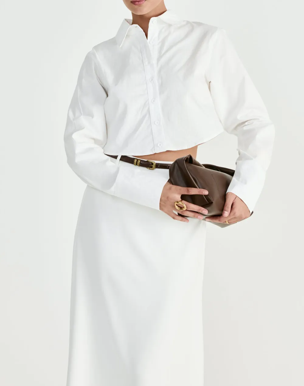 Casual Simple Cropped Shirt Top