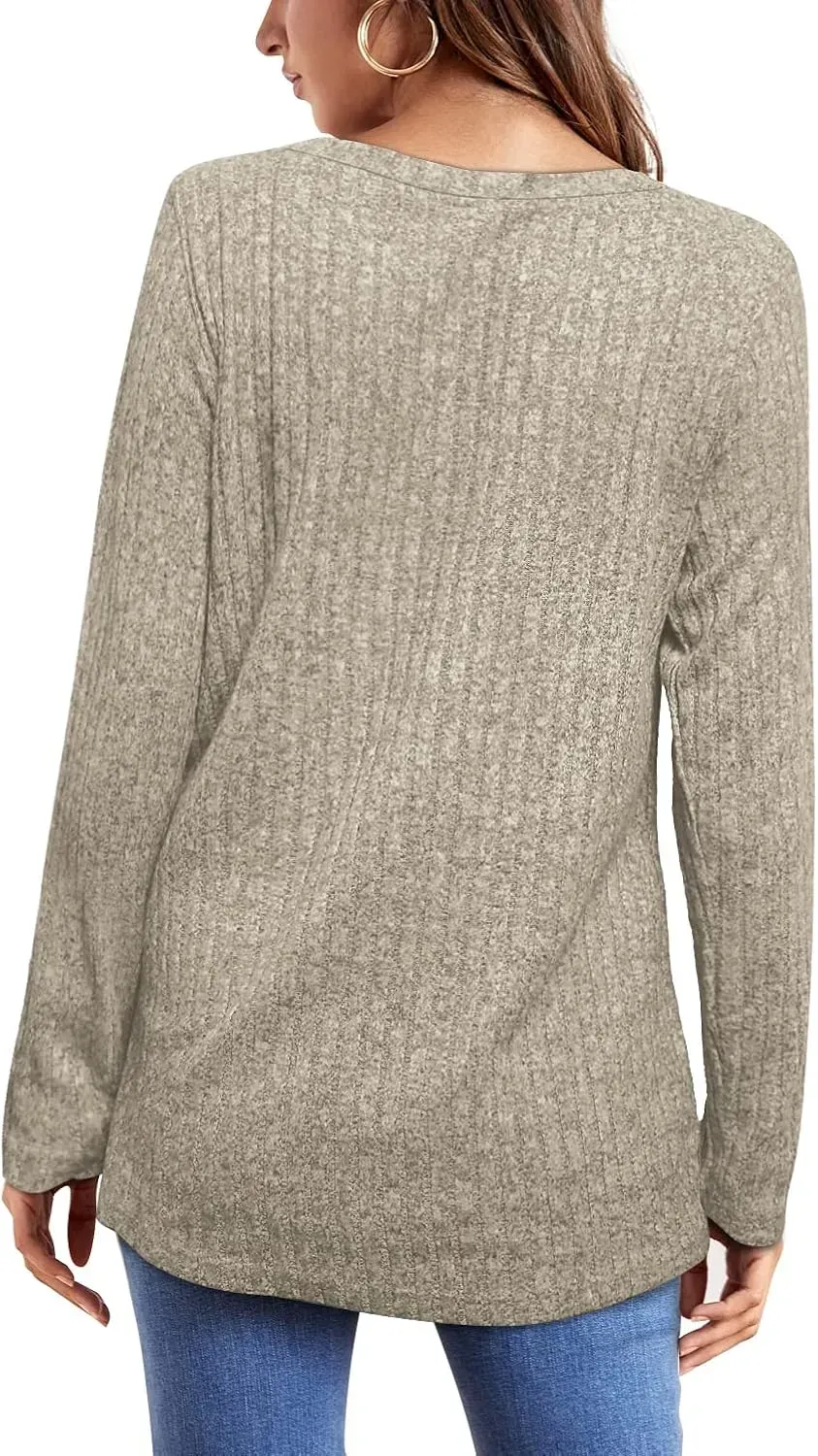 OFEEFAN Long Sleeve Shirts for Women Lightweight Crew Neck Casual Tunic Tops