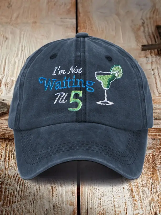 Retro I'm Not Waiting Til 5 Margarita Print Baseball Cap