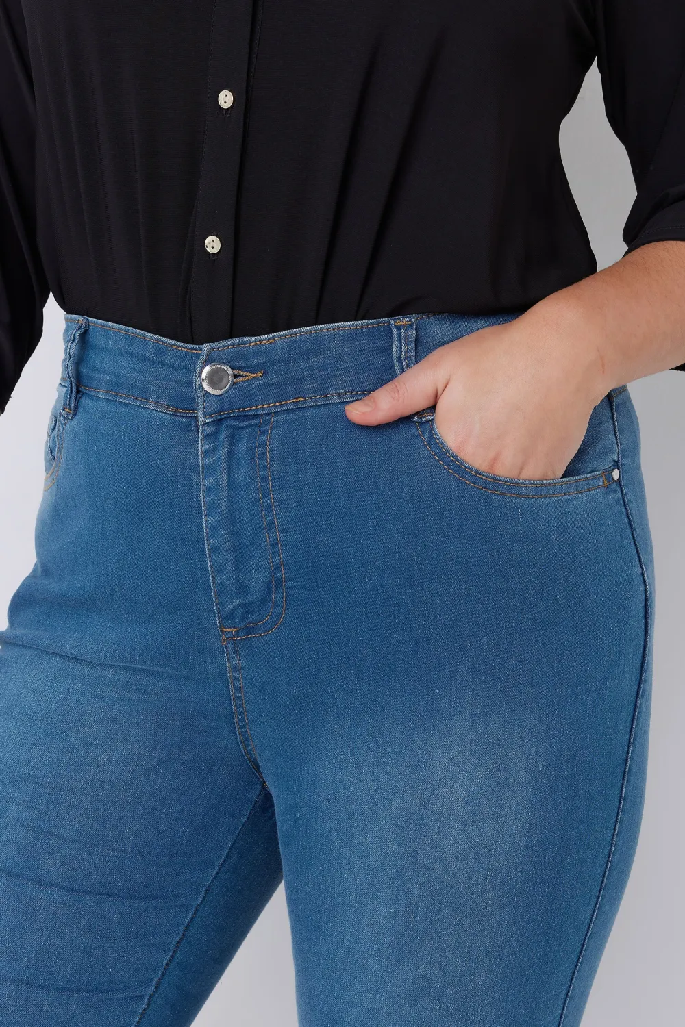 EVANS Curve Blue Midwash High Waisted Skinny Jeans