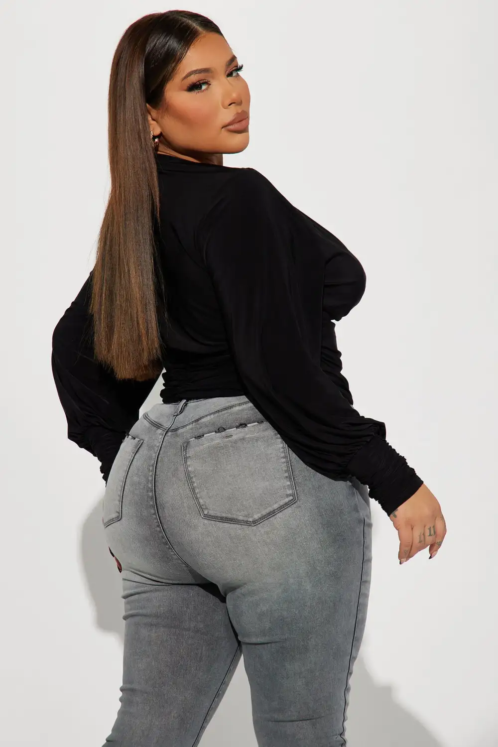 Samantha Surplice Top - Black