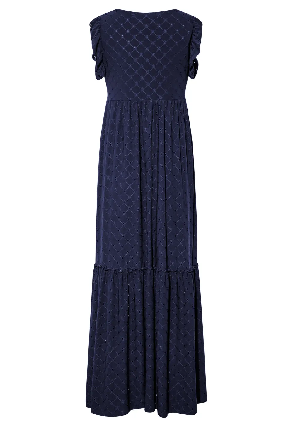 LTS Tall Navy Blue Broderie Anglaise Frill Maxi Dress