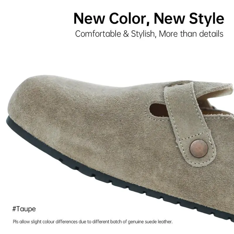 Women's and Men's Round-Toe Cork Insoles Flat Buckle Fashion Walking Shoes