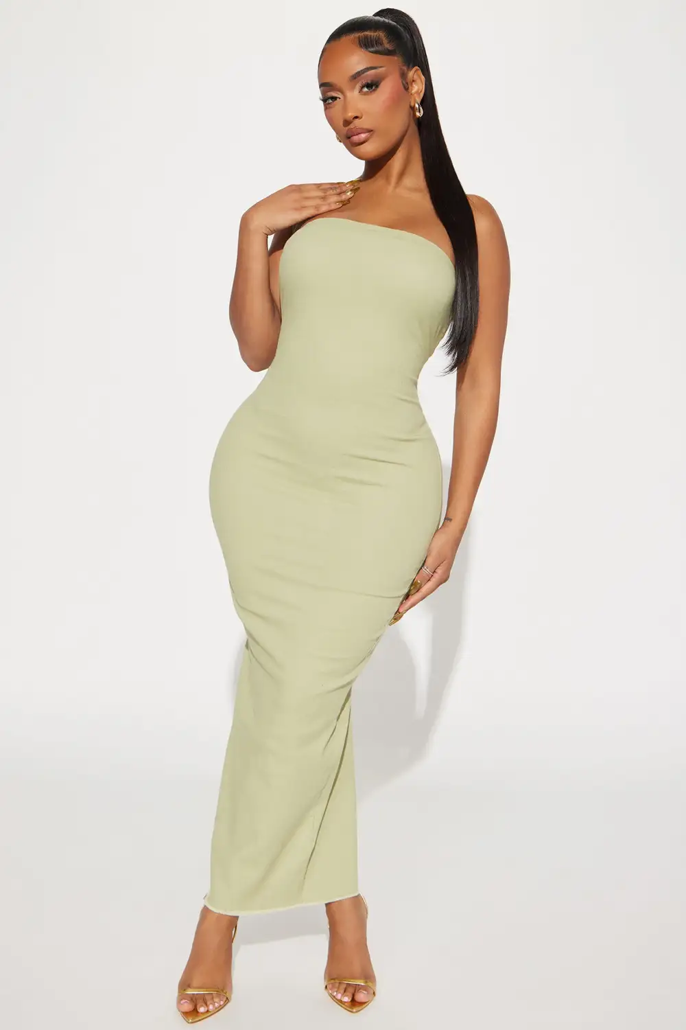 Cayleigh Denim Maxi Dress - Sage
