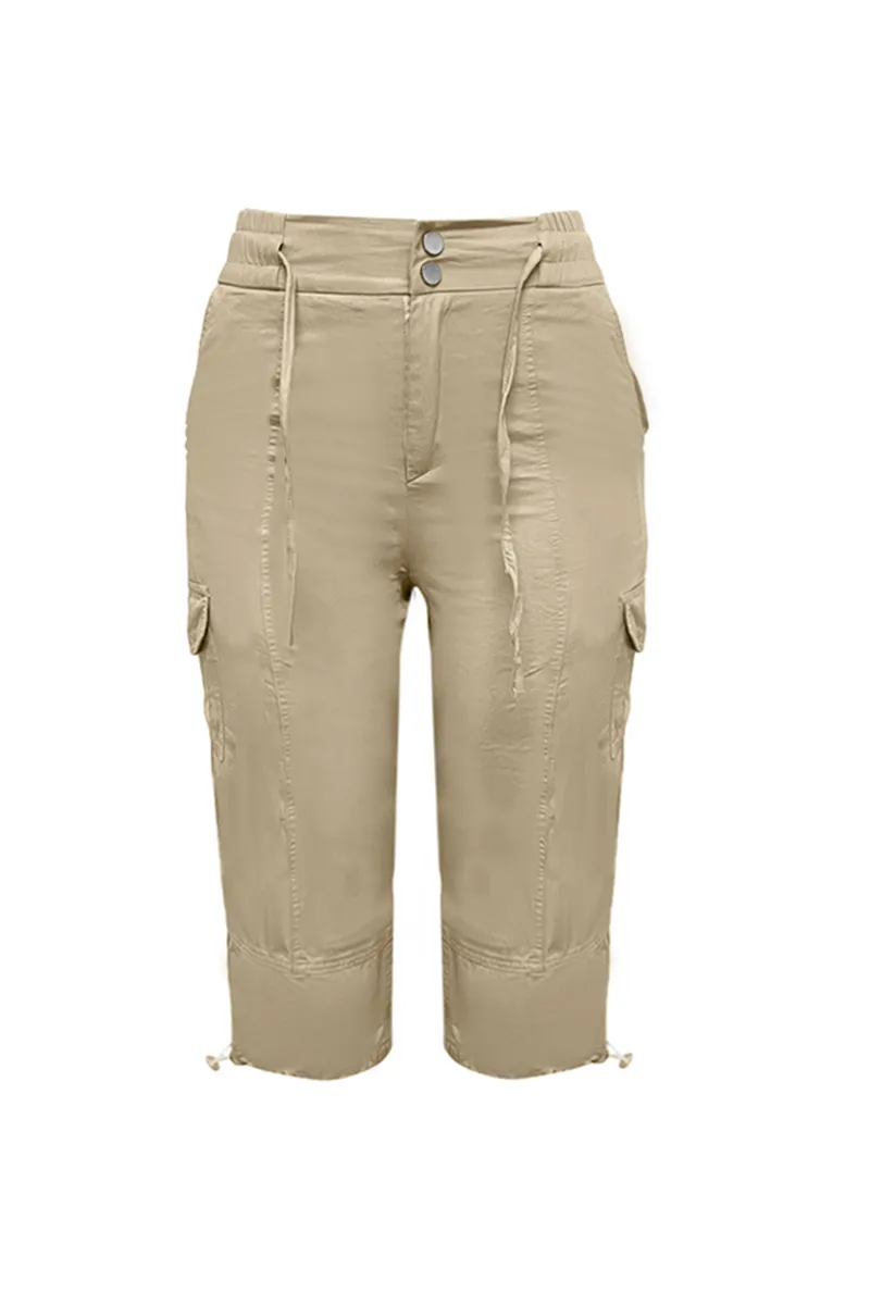 Drawstring Pocket Side Low Waist Pants