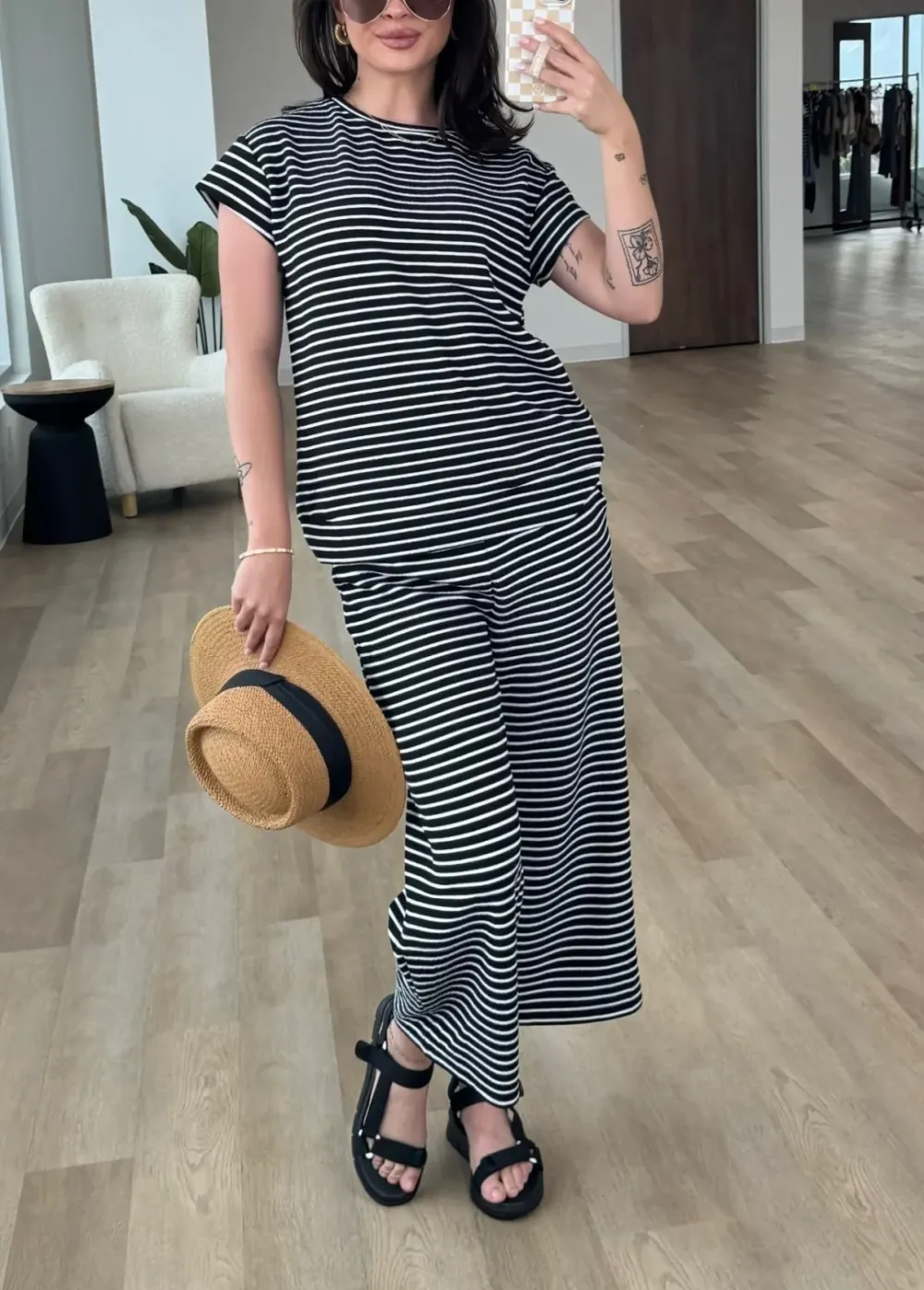 Women'S Casual Striped Two Piece Set