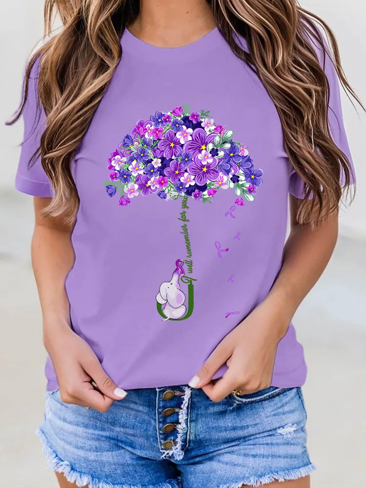 Women's I Will Remember For You Dementia Alzheimer's Disease Awareness Print T-Shirt