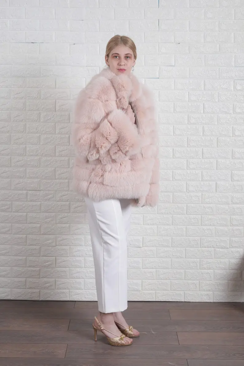 Baby Pink Fox Fur Jacket