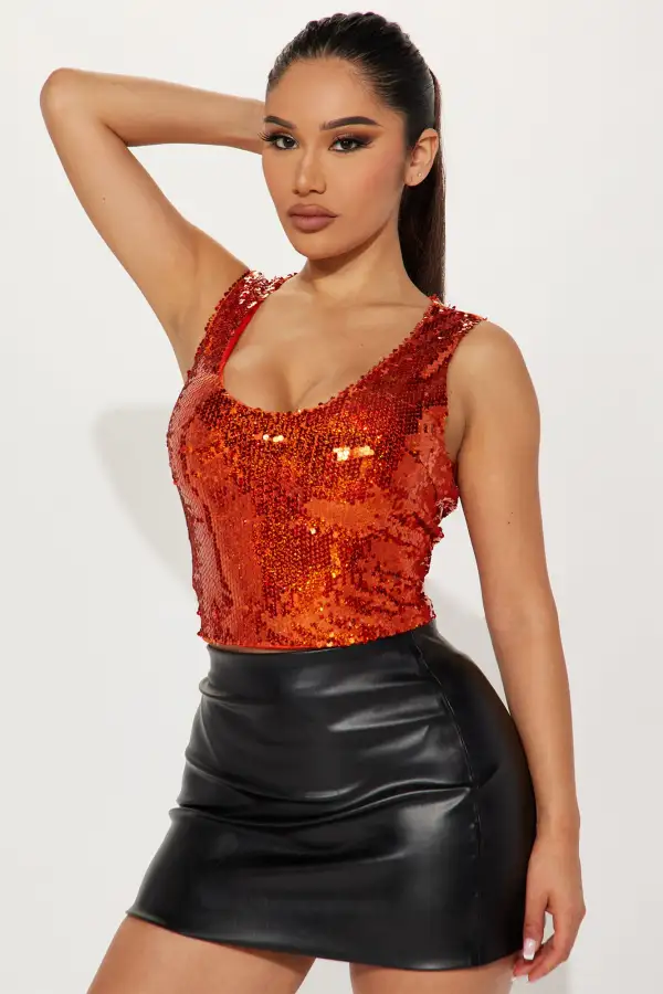 Dessa Sequin Top - Orange