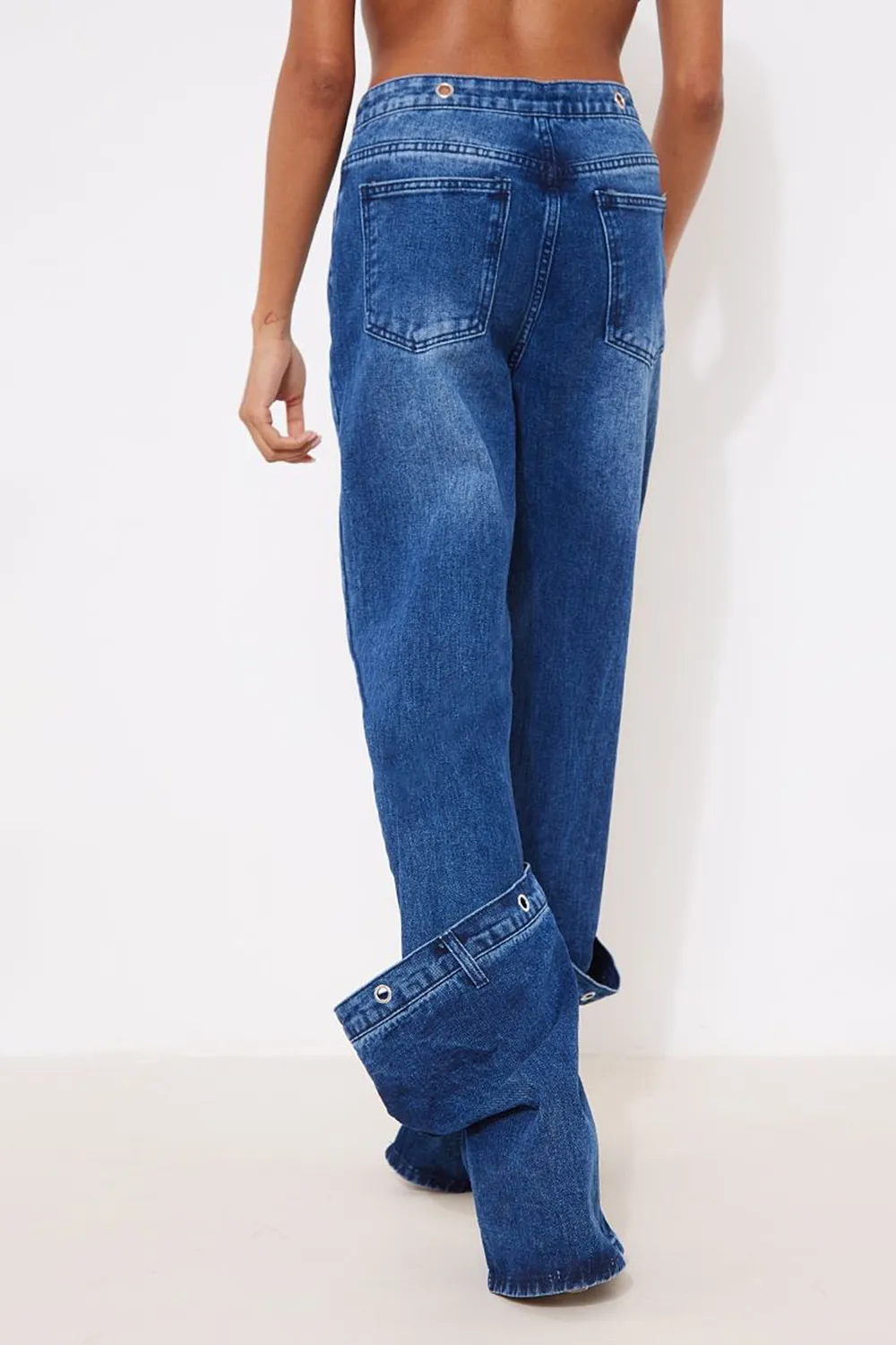 Dark Indigo Eyelet Detail Denim Set