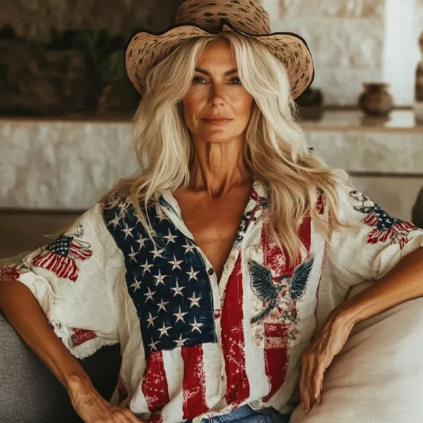 Women's Independence Day Eagle Art Casual Shirt