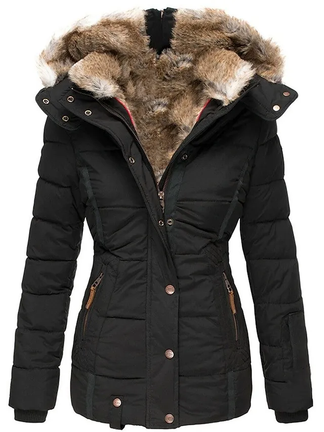 Women's Thicken Parka Fleece Puffer Jacket Coat with Drawstring