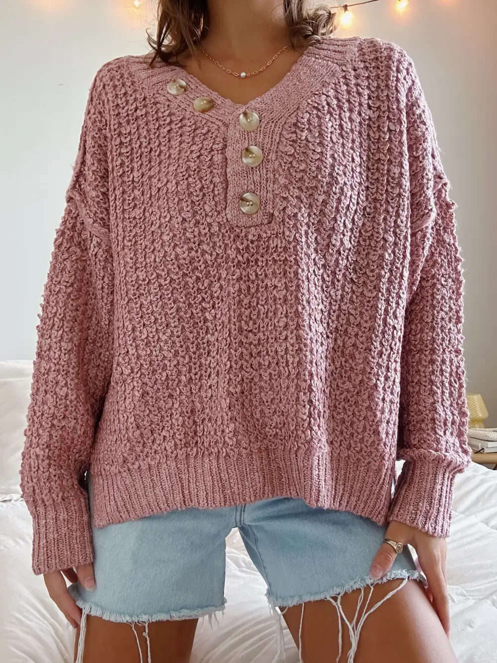 THERMAL HENLEY SWEATER
