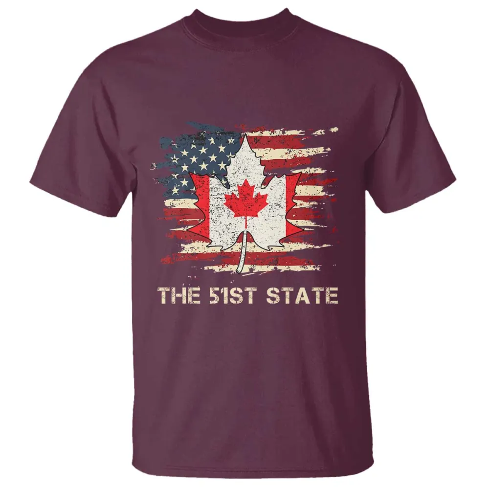 Canada The 51st State T Shirt Canadian Maple American Flag TS09