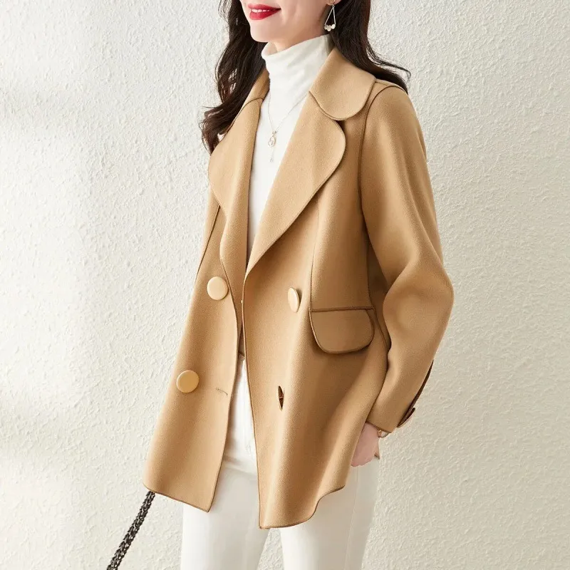 Double Face Lapel Camel Coat