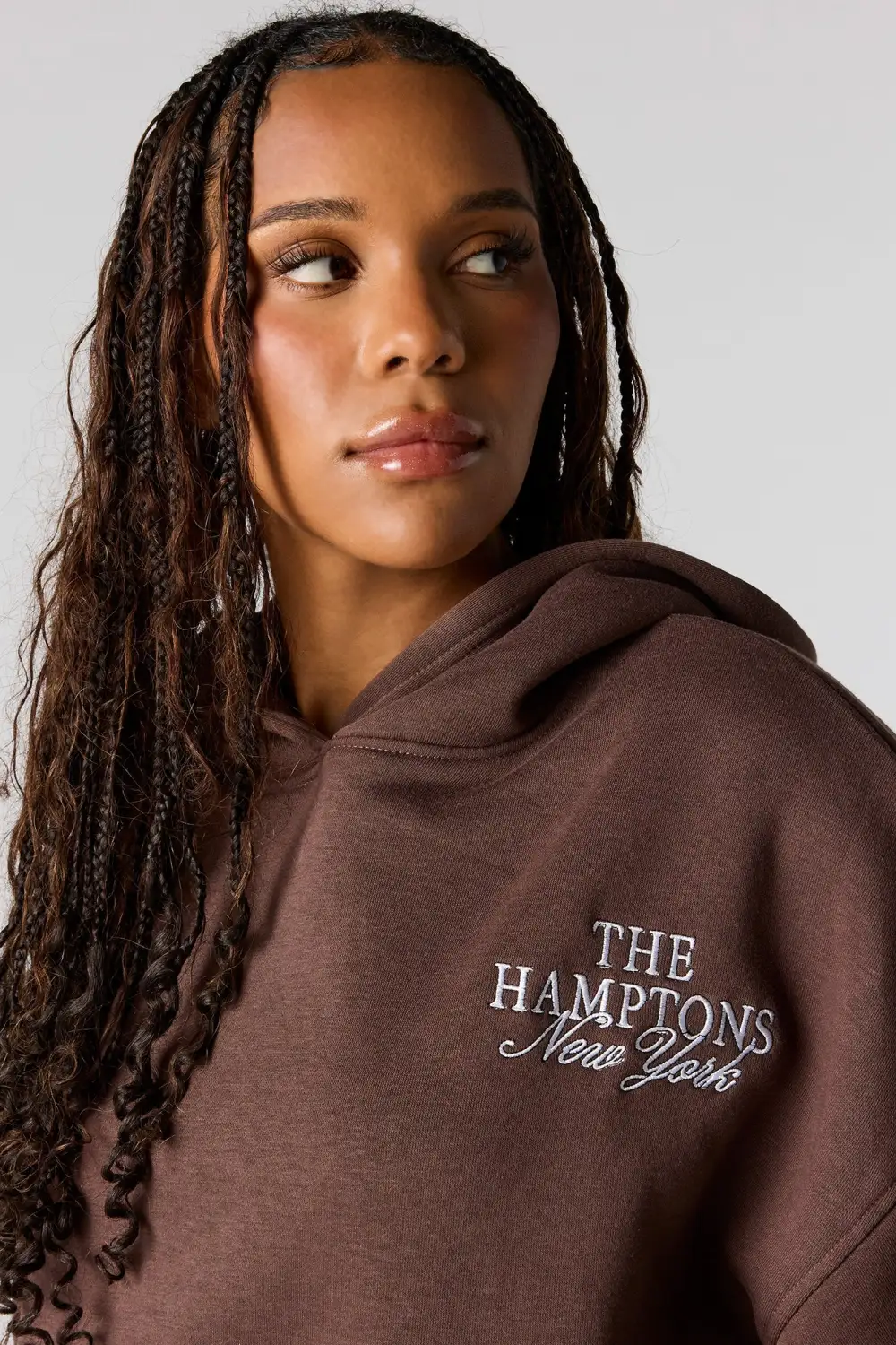 The Hamptons Embroidered Boxy Fleece Hoodie