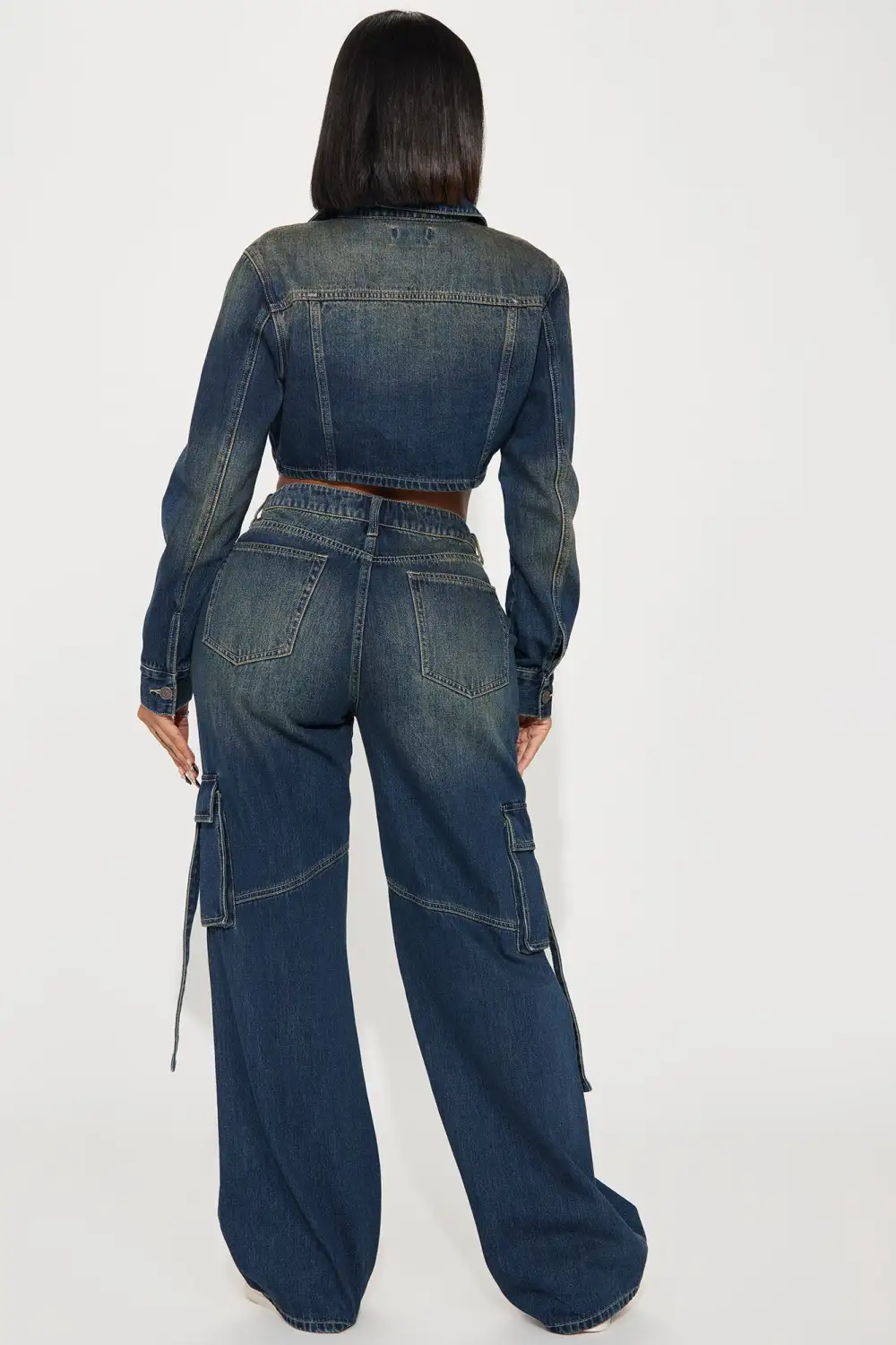 Cool Chick Denim Pant Set - Dark Wash