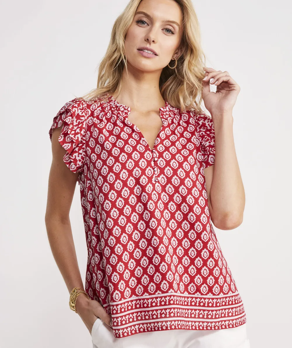 Vineyard Tile Ruffle Top