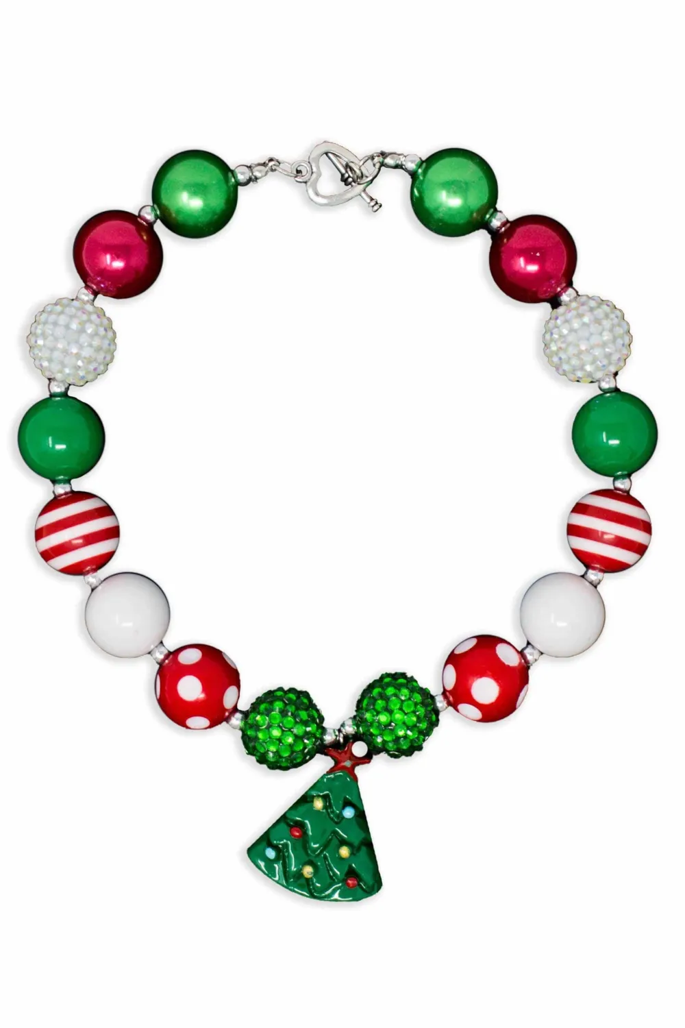 Red Green Christmas Tree Bubblegum Necklace