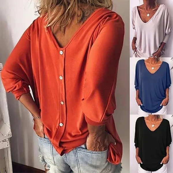 Plus Size Women Loose Baggy T-Shirt Button👚