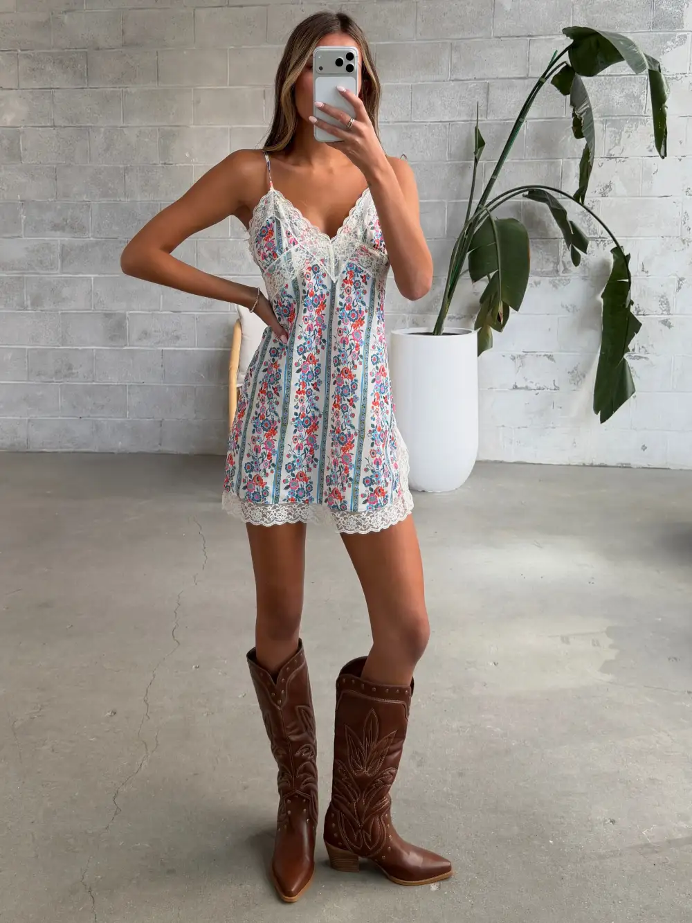Printed Mini Slip Dress