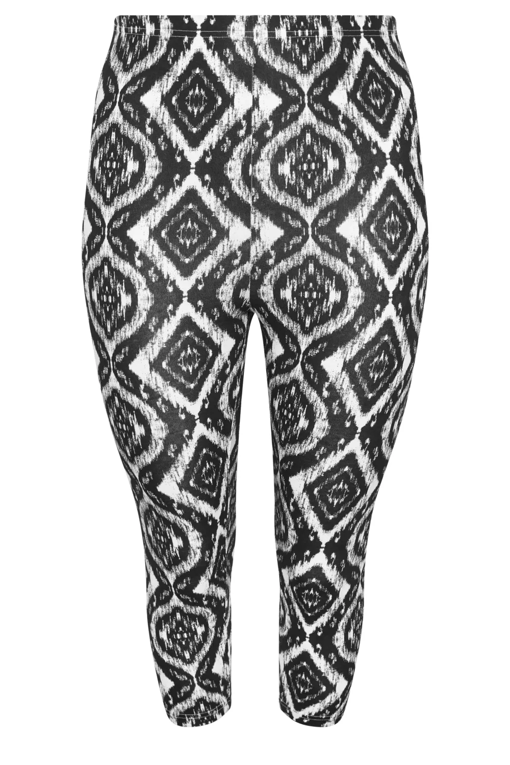 YOURS Curve 2 PACK Black & White Ditsy Floral Print Cropped Leggings