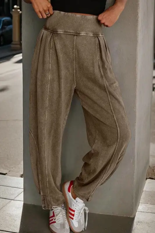 Solid Mineral Wash Jogger Pants