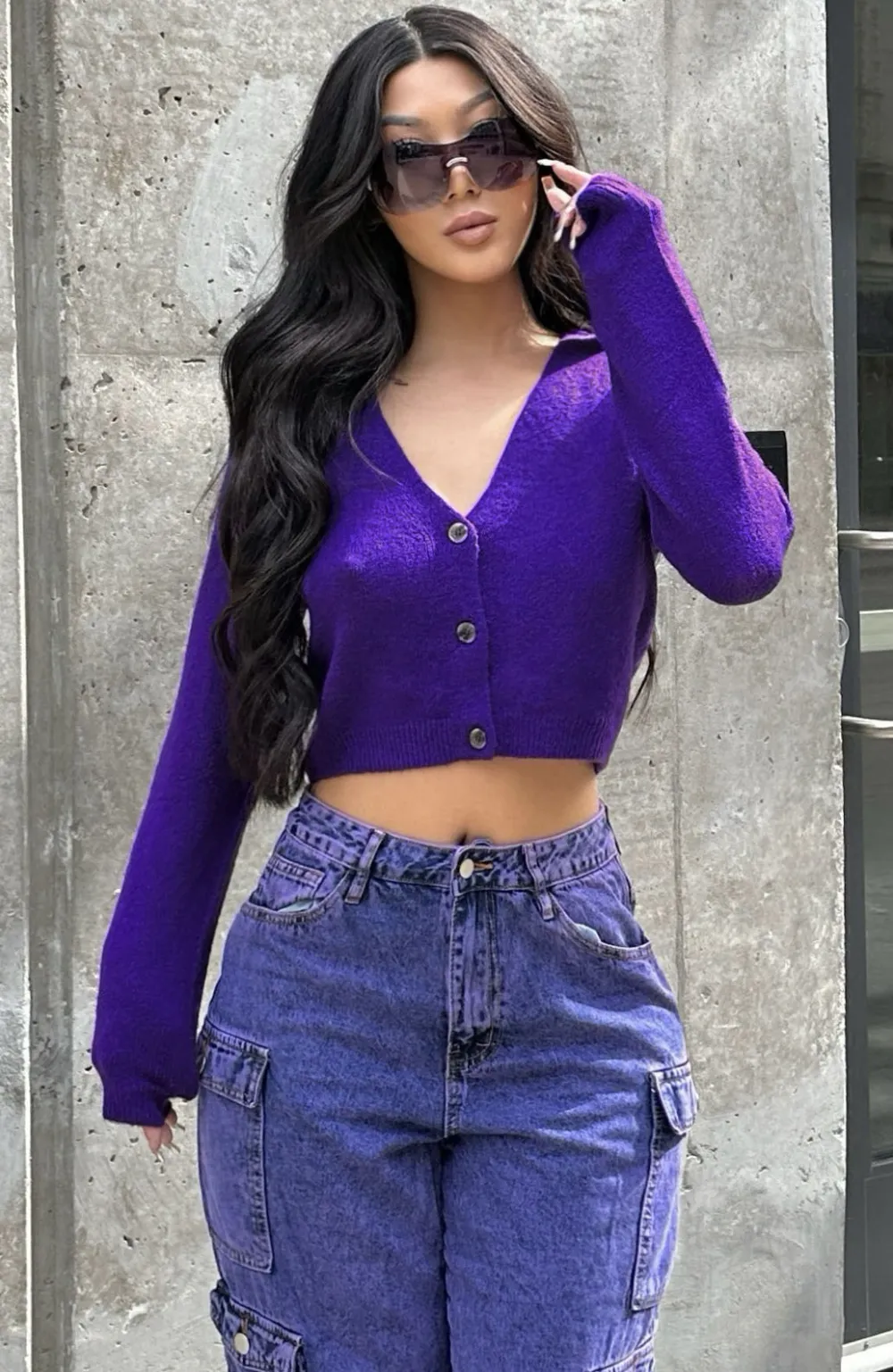 Albyn Cardigan Sweater - Purple