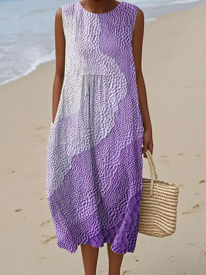 Women's Casual Printed Round Neck Sleeveless Dress