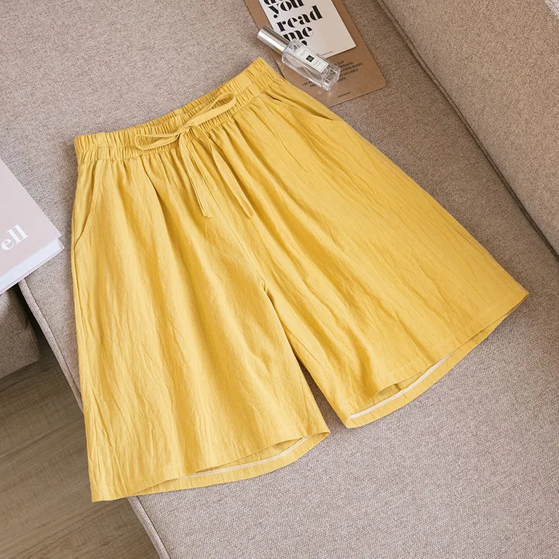 Women's high waist wide leg plus size five-point pants