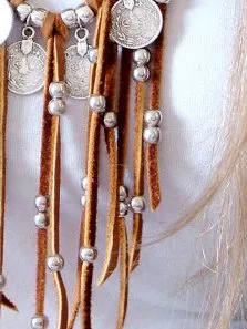 Boho Suede Beaded Fringe Necklace Leather Sweater Chain