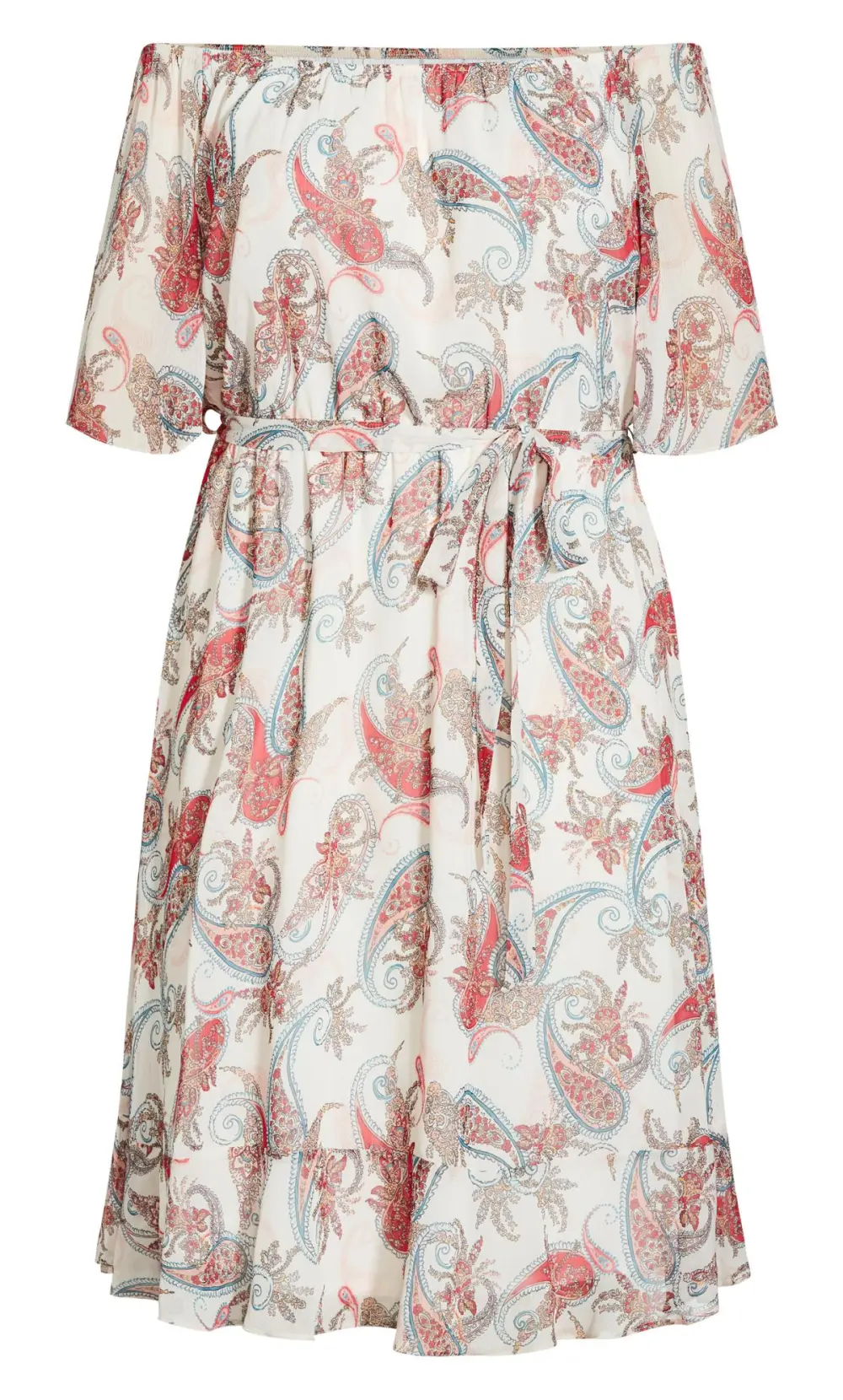 Evans White Paisley Print Cold Shoulder Midi Dress