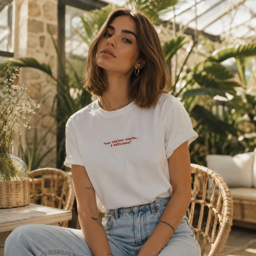Fitted Graphic Crewneck Cotton Tee Tee