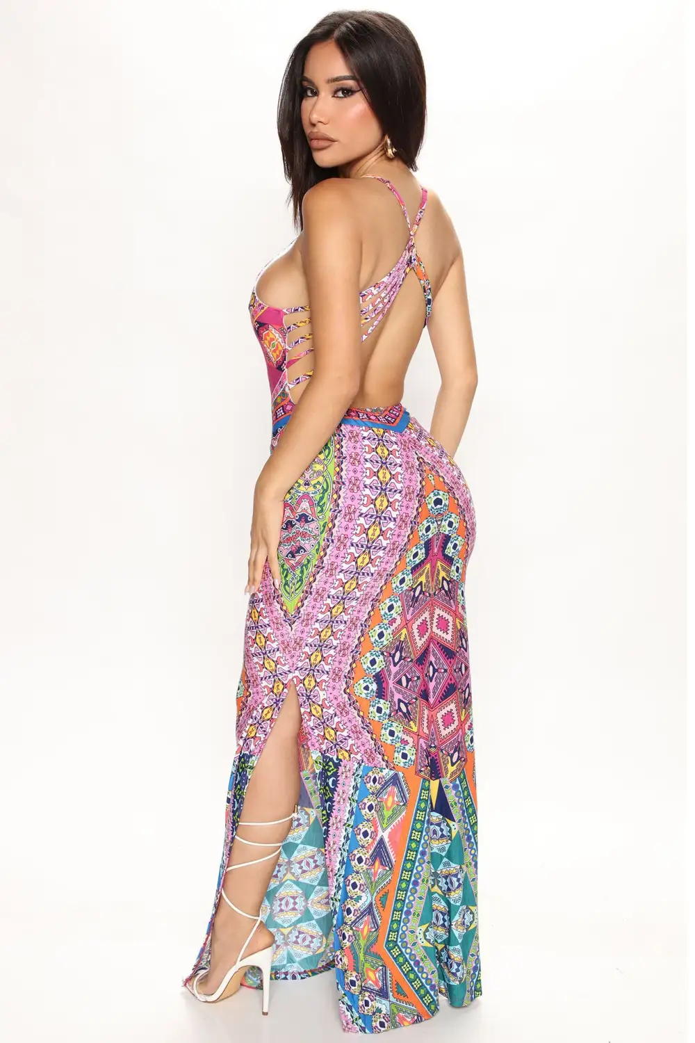 Jadine Printed Maxi Dress - Fuchsia/combo