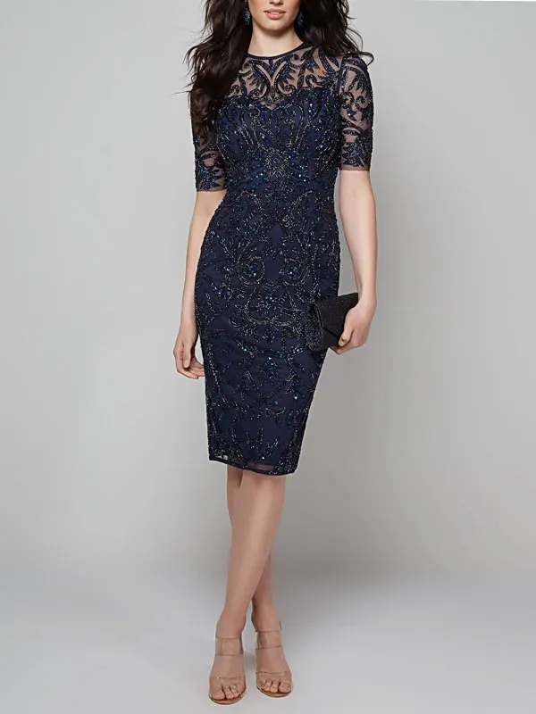 straight back split lace women's dress