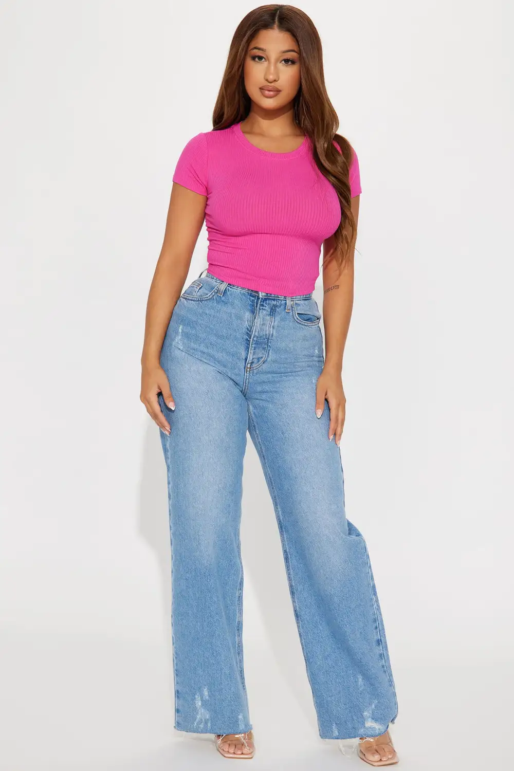 Serai Crew Neck Top - Fuchsia